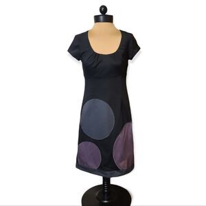 Boden Black Modern Dress Gray Purple  Circles Size 4